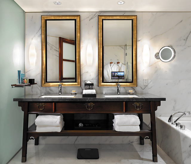 The marble bathroom at the Shangri-La Tom Cruise's hotel bathroom at the Shangri-La in Vancouver