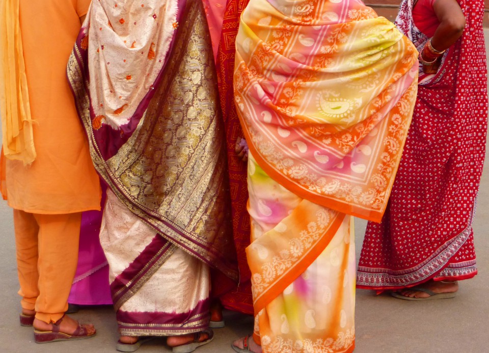 colorful saris in Delhi, India. Colorful saris in Delhi, India.