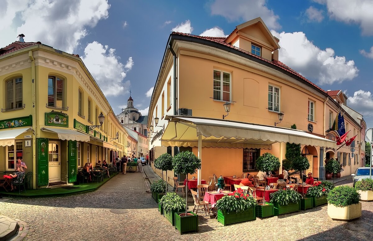 The romantic altstadt in Vilnius, Lithuania.
