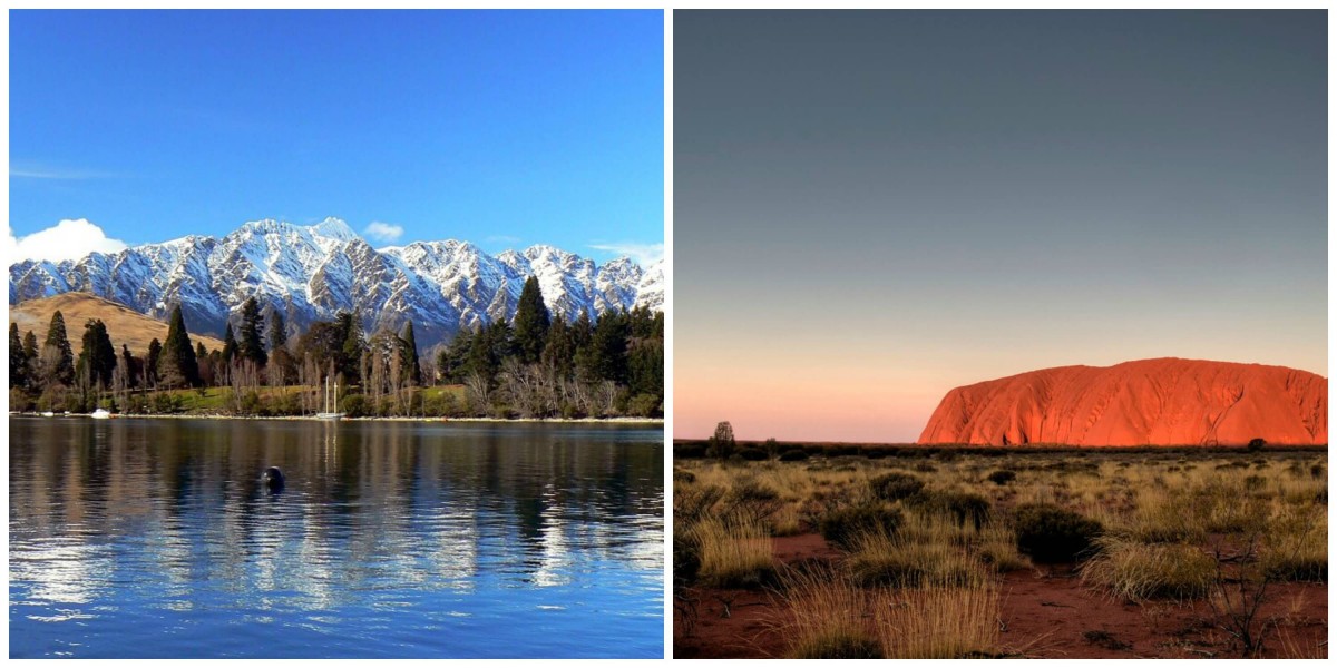 Australia vs. New Zealand: Uluru, the Remarkables