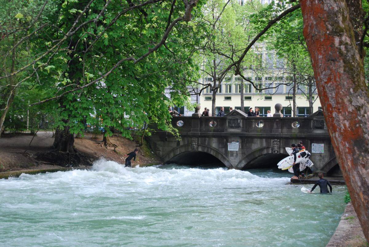 Surfers at The City Gardens, Munich, Germany
