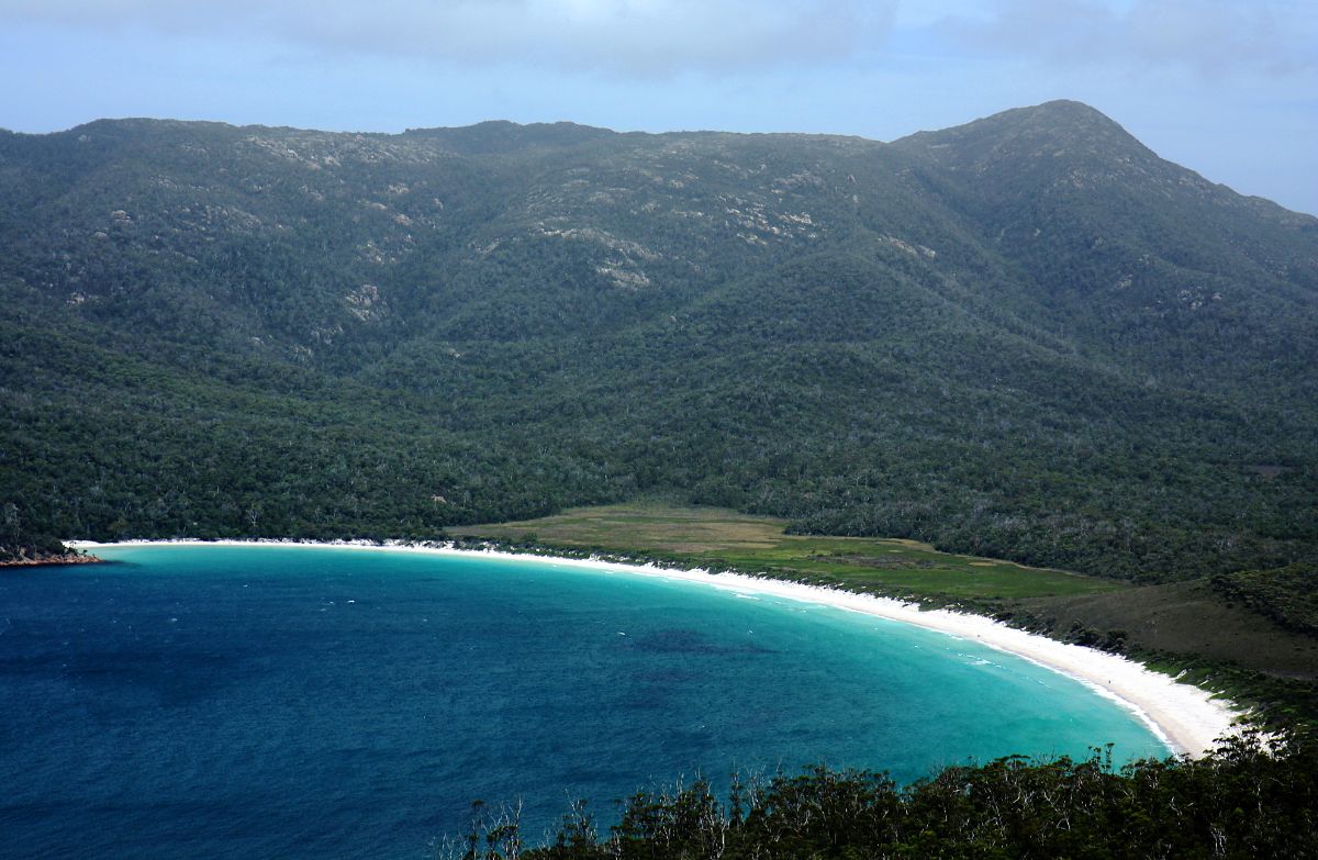 Wineglass Bay from lookout, Freycinet Circuit, Tasmania