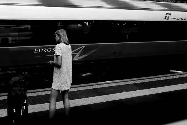 Sur le quai de la gare de Milan