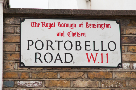 In Nottinghill findet der Portobello Markt statt.