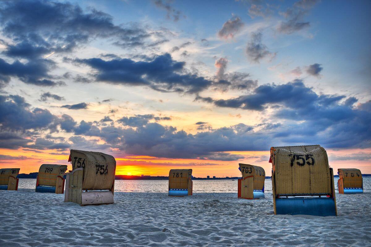 Strandkörbe Sylt Deutschland Sonnenuntergang