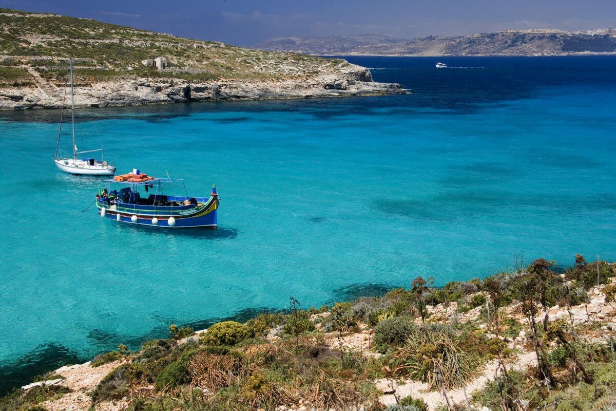 Bucht Boot Insel Comino Malta