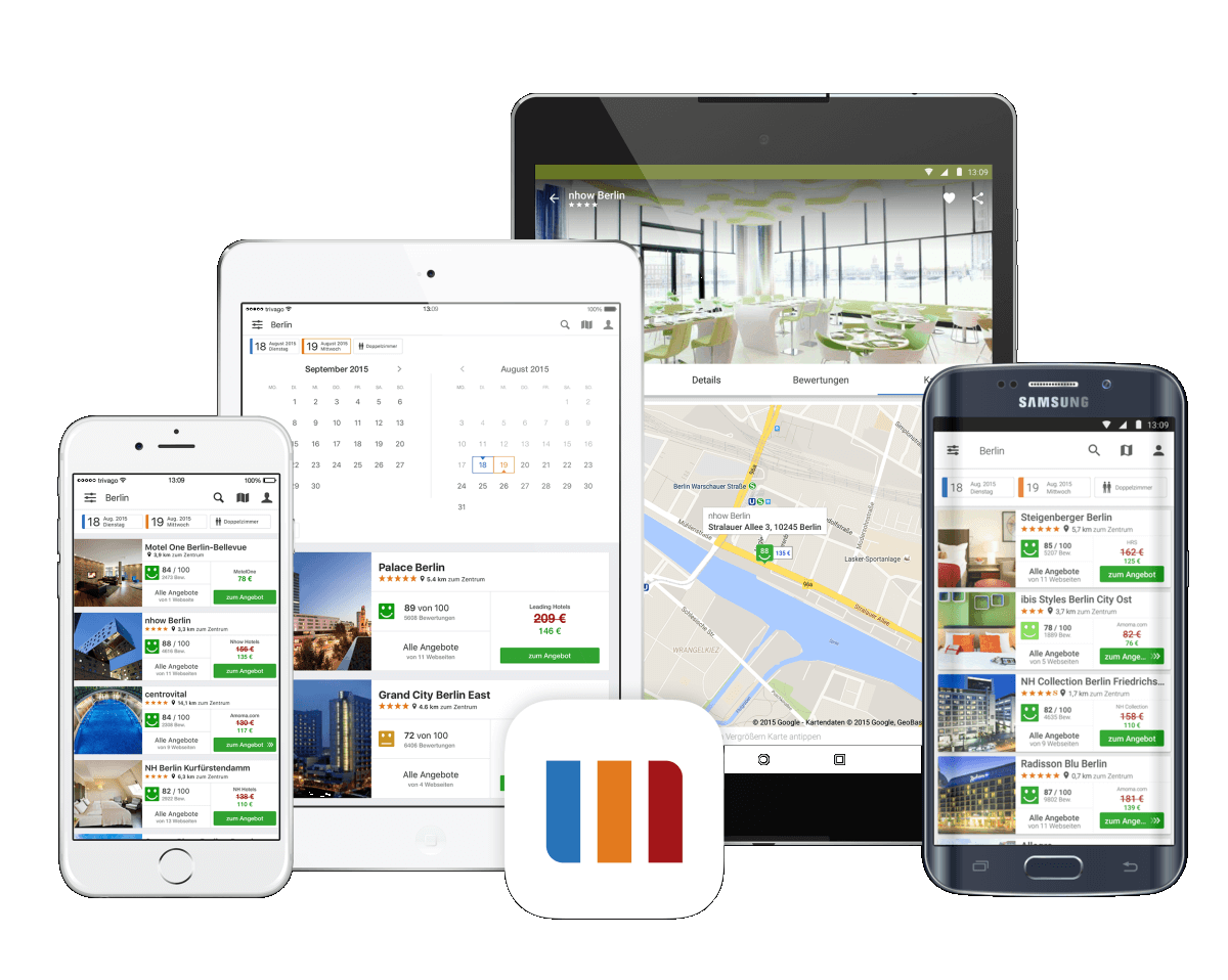 trivago App auf verschiedenen Geräten